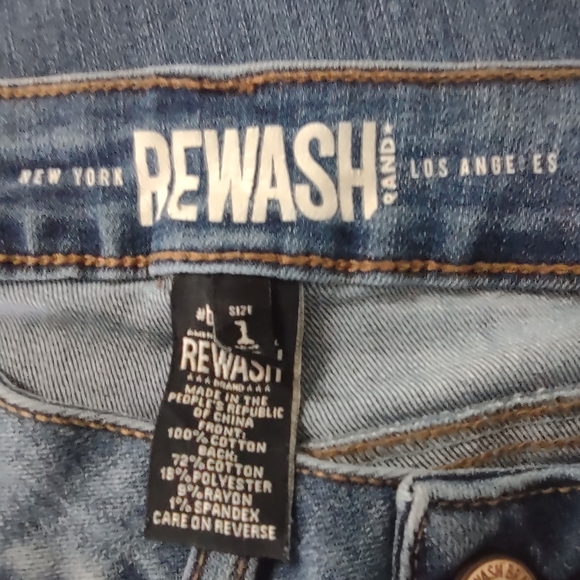 Rewash Brand High Rise Vintage Reunion Crop Jeans Women's 1/25 Blue Distressed - Picture 4 of 5